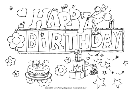 Birthday Colouring Pages Birthday Colouring Pages