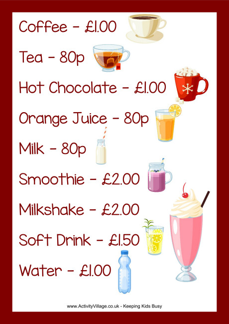 Happy Café drinks poster Happy Café drinks poster