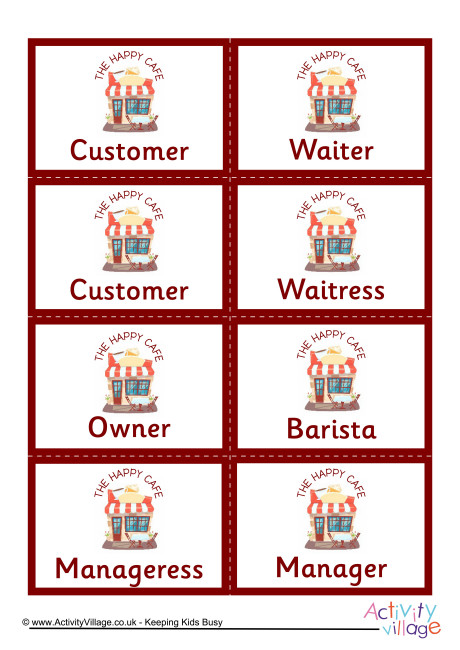 Happy Café name badges