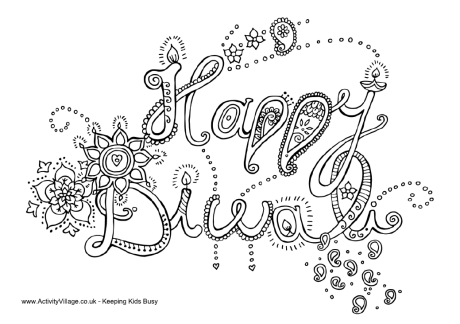 Happy diwali colouring page