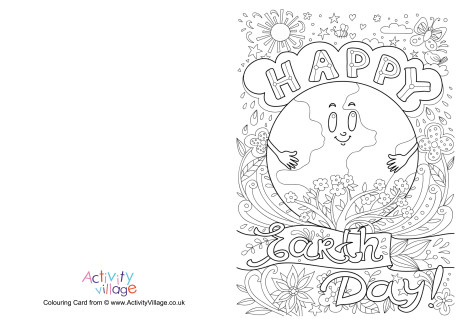 Happy Earth Day Colouring Card