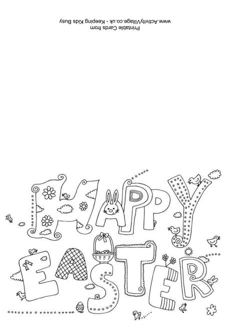 Happy Easter colouring card