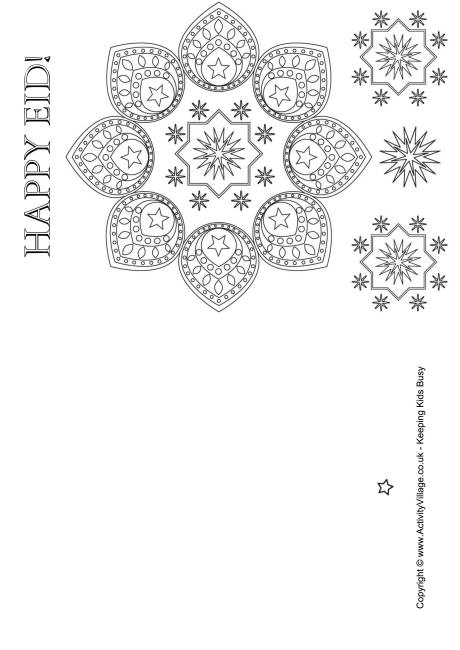 Happy Eid Colouring Card Happy Eid Colouring Card