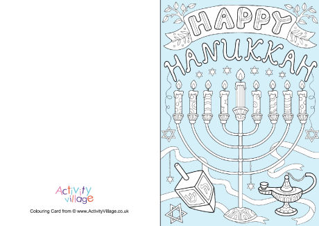 Happy Hanukkah colour pop colouring card