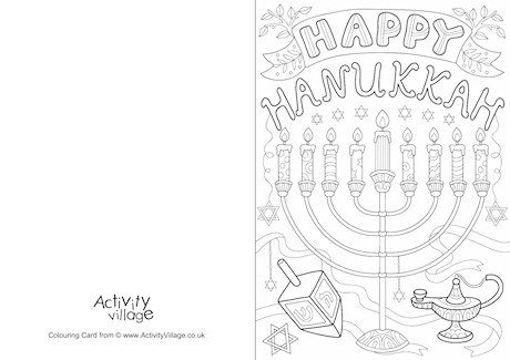 Happy Hanukkah colouring card