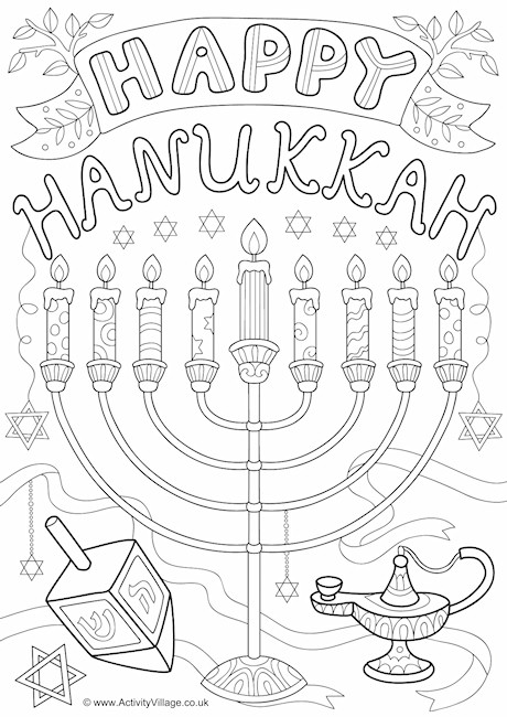 Happy Hanukkah colouring page
