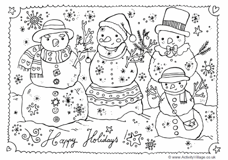 Snowman Colouring Pages