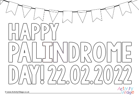 Happy Palindrome Day colouring page