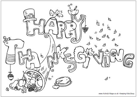 Happy Thanksgiving colouring page