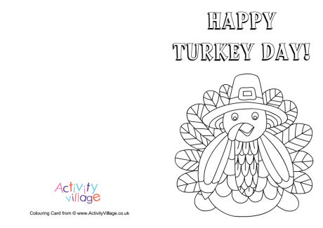 Happy Turkey Day colouring card