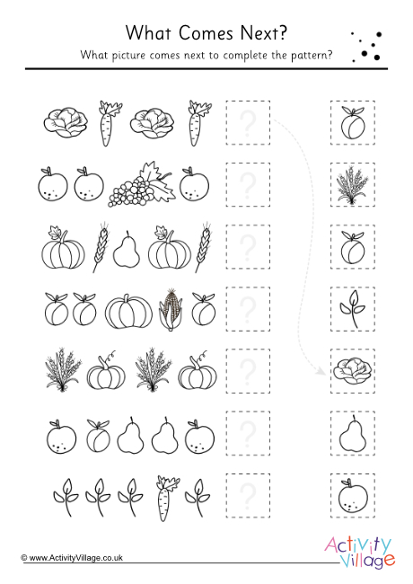 Harvest Pattern Sequence Worksheet
