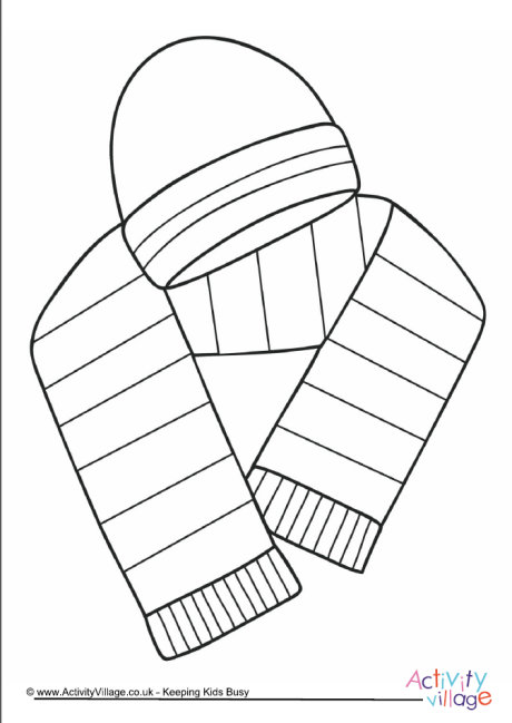 Hat and scarf colouring page