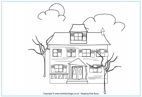 Haunted house colouring page 2