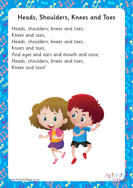 Heads And Shoulders Knees And Toes Song Lyrics Printable