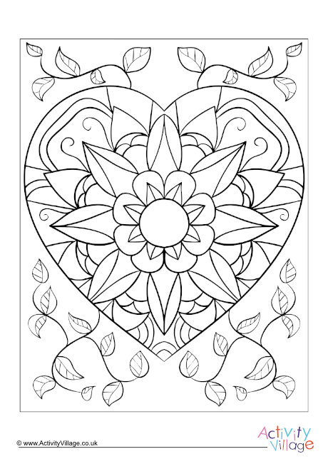 Heart doodle colouring page 2