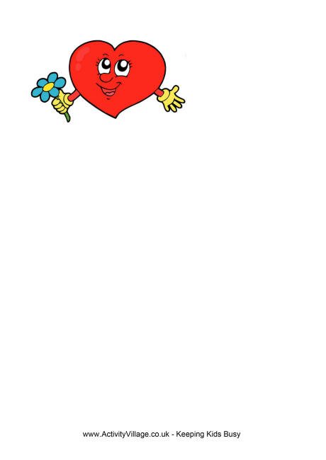 Heart with flowers writing paper