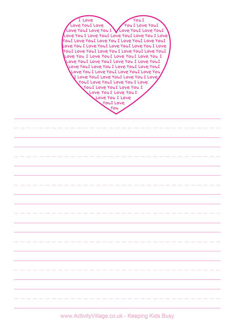 Heart writing paper 