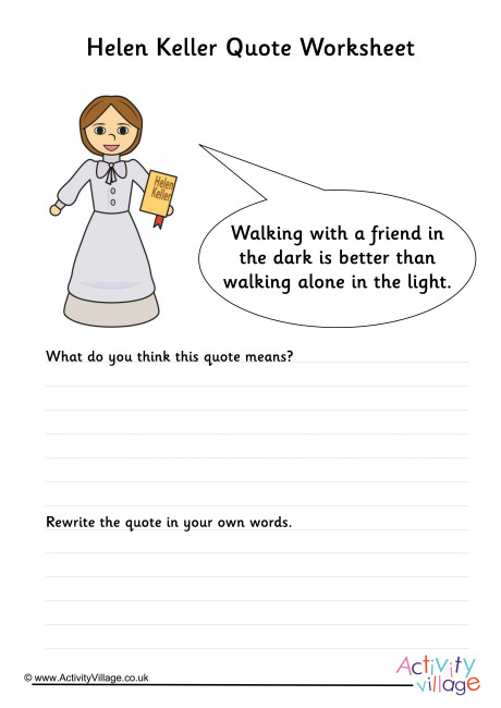 Helen Keller Quote Worksheet