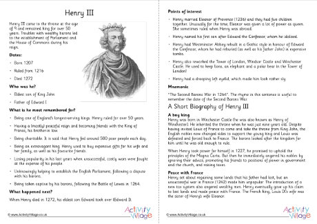 Henry III fact sheet