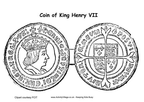 Henry VII coins colouring page
