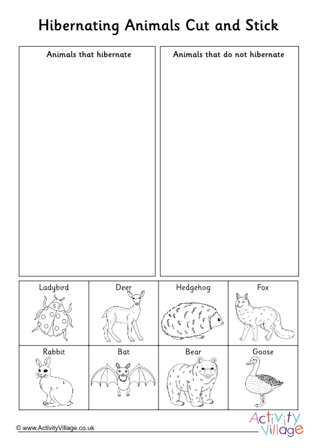 Hibernating animals cut and stick activity