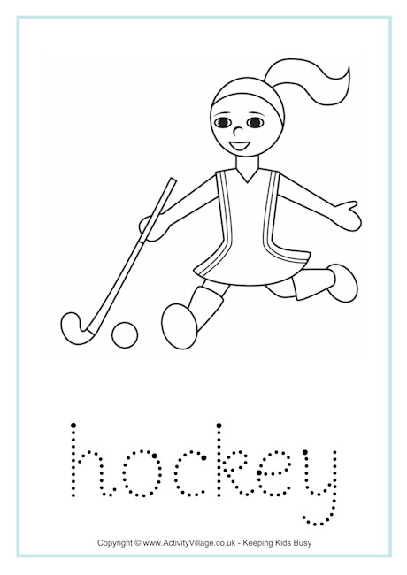 Hockey tracing worksheet