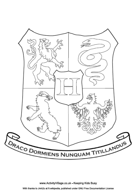 Hogwarts crest colouring page