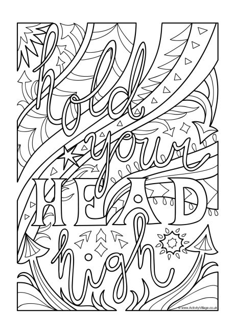 Hold your head high colouring page