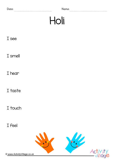 Holi Sensory Poem Planning Sheet