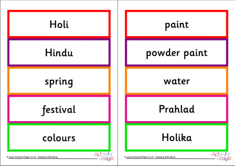 Holi Word Cards