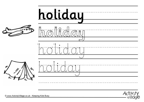 Holiday handwriting worksheet