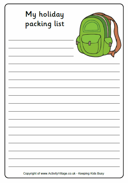 Holiday Packing List for Kids 1 Holiday Packing List for Kids 1