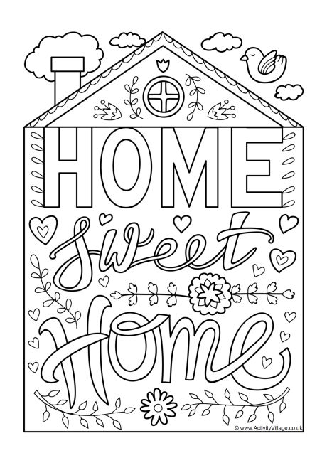 Download Home Sweet Home Colouring Page