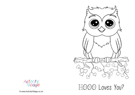 Hoo Loves You colouring card