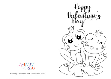 Hoppy Valentine's Day colouring card
