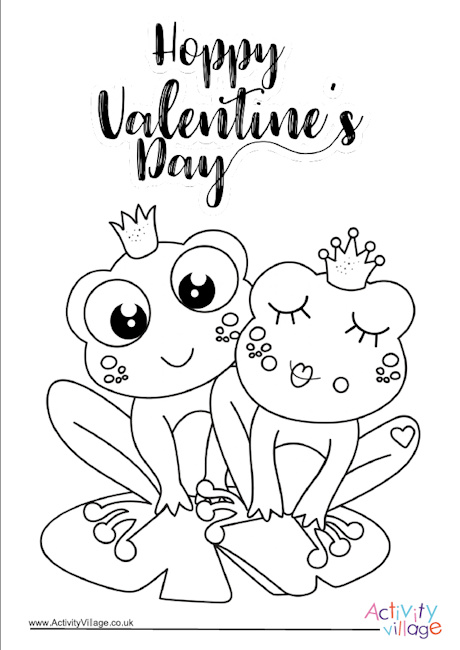 Hoppy Valentine's Day colouring page