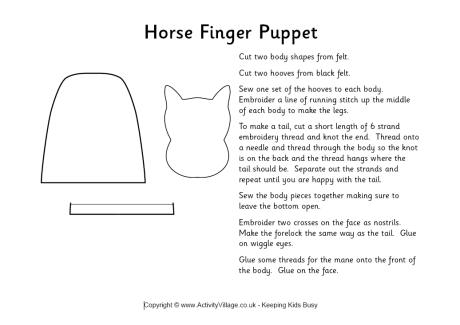 Horse finger puppet template Horse finger puppet template