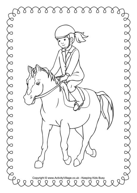 Horse riding colouring page 2