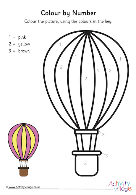 Hot Air Balloon Colour By Number 