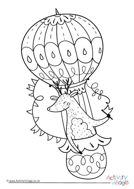 Hot air balloon colouring page 1