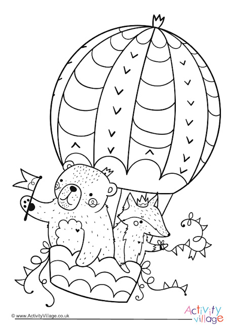 Hot air balloon colouring page 3