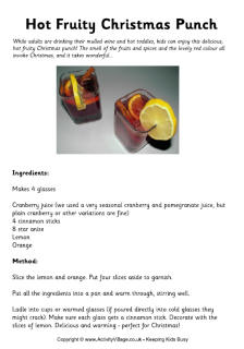 Hot fruity Christmas punch recipe printable
