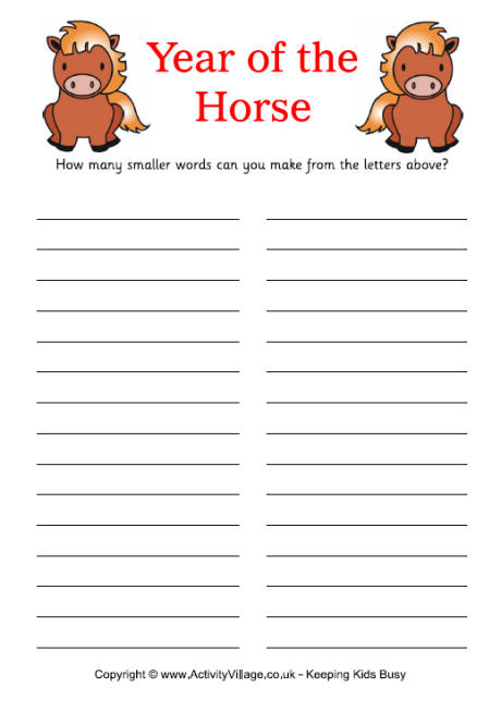 How many words - Year of the Horse