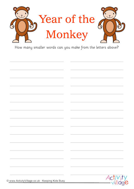 How many words - Year of the Monkey How many words - Year of the Monkey