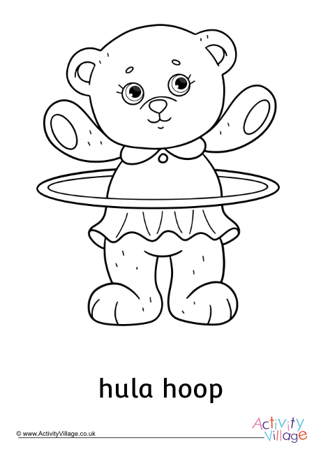 Hula hoop teddy bear colouring page