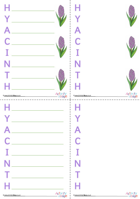 Hyacinth Acrostic Poem Printable