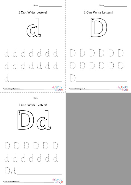 I Can Write Letter D