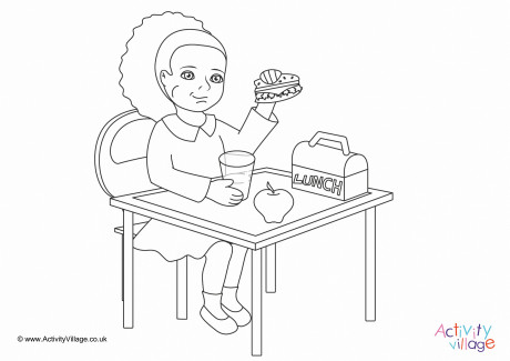 I Eat Lunch Colouring Page
