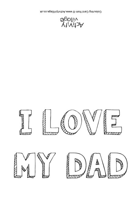 I love my Dad colouring card