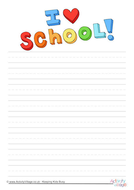 I Love School Writing Paper
